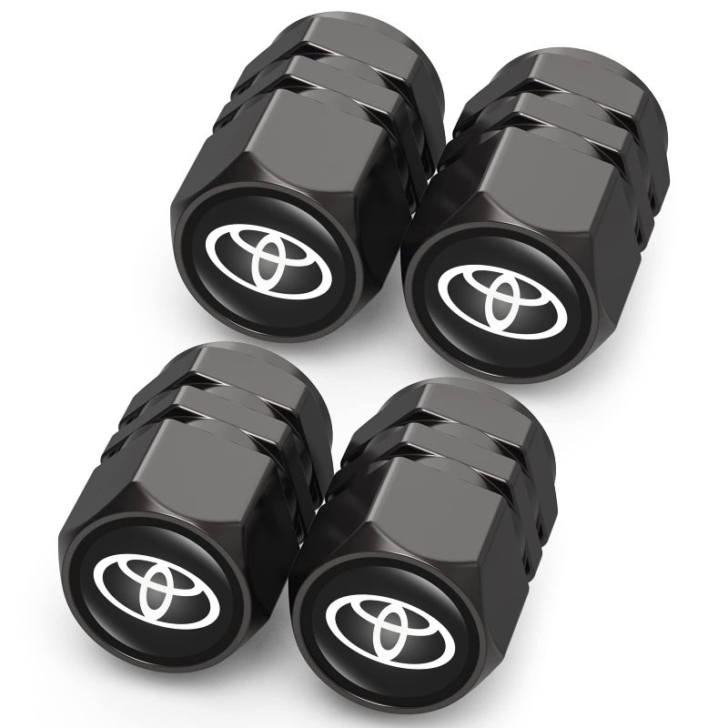 DSVI Tire Valve Caps, Valve Stem Caps Fit Toyota Corolla Avalon Camry Prius Allion RAV4 Highlander, Alloy Car Tire Caps for Corrosion Resistant Leak-Proof Car Accessories, Black - Image 1